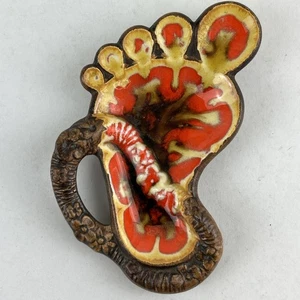 Vintage Treasure Craft Ceramic Groovy Foot Dish Ashtray Orange 4.75x3.5 - Picture 1 of 6