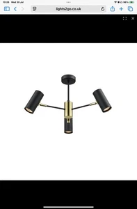FRANKLITE F2402-3 1 Light Ceiling Flush Black / Gold. J4 - Picture 1 of 2