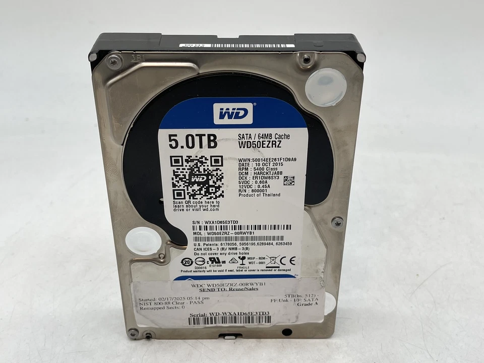 Western Digital Blue WD50EZRZ 5TB 3.5" SATA Internal HDD GRADE A FREE S/H - Image 1 of 4