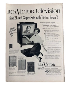 RCA Victor Television Print Ad Picture Power Electronics Black And White TV - Picture 1 of 4