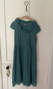 Jigsaw Silk Teal Midi Dress Size 10 - Picture 1 of 9