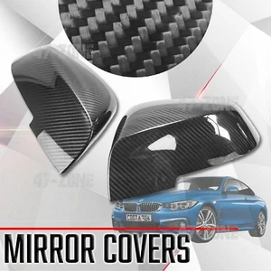 Side Mirror Cover For BMW F20 F21 F30 F32 F36 M2 X1 Gloss Carbon Fiber Stick on - Picture 1 of 4