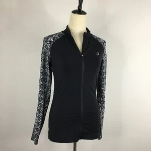 LORNA JANE Black White Zip Pocket Stretch Lightweight Zip Jacket Womens sz Small - Picture 1 of 10
