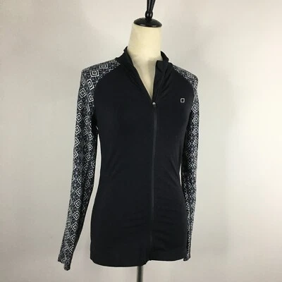 Chaqueta ligera con cremallera elástica con bolsillo con cremallera negra blanca talla pequeña LORNA JANE para mujer Foto 1 de 4