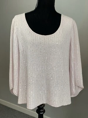 St John Wool Blend Pink Sequin Knitted Jumper Top Wide Sleeves Medium UK 12-14 - Image 1 of 4