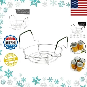 Stainless Steel 12'' Strong Canning Rack with Tongs, Hold 8 Pint or 7 Quart Jars - Picture 1 of 9