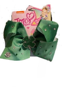 JoJo Siwa St. Patricks Day Green Rhinestone Shamrock Center Dance Hair Bow  - Picture 1 of 5