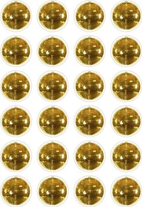 24 Gold Disco Ball Glitter 70's Music Cup Cake Toppers Edible Rice Wafer Paper - Picture 1 of 1