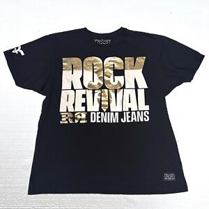 Rock Revival 🔥 T Shirt Adult XL Black - 22” Wide - RR Gold Metallic Denim Jeans