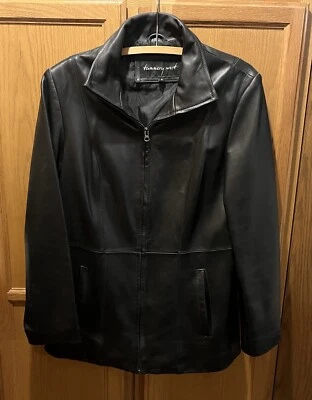 Vintage 80s Tannery West Black Leather Jacket Medium Women - Image 1 of 4