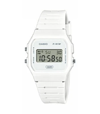Orologio CASIO F-91WB-7AEF Silicone Bianco Vintage Digitale Chrono Alarm - Immagine 1 di 2