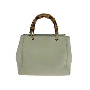 GUCCI Bambú 368823 Bolso de Mano Marfil Marrón Dorado Hardware Cuero GG - Imagen 1 de 10