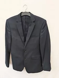 Blazer Jacket Mens 38 Blue Navy 100% Wool Smart Sport Coat Suit Casual Wedding - Picture 1 of 13