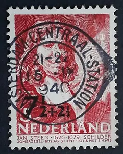 1940 Netherlands 7.5+2.5c red Jan Steen Charity stamp Amsterdam Central Station - Bild 1 von 2