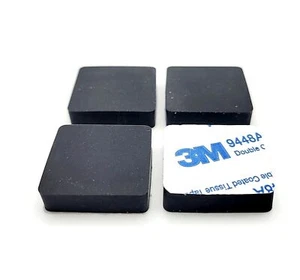 1" Wide Square x 1/4" Thick Rubber Stick on Feet 3M Adhesive Backing Bumper Pads - Picture 1 of 7