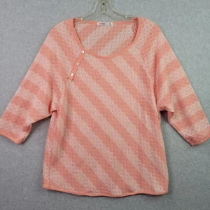 Femme by Tresics Womens Sz XL Peach Striped Knit Top 3/4 Sleeve Pullover - Picture 1 of 7