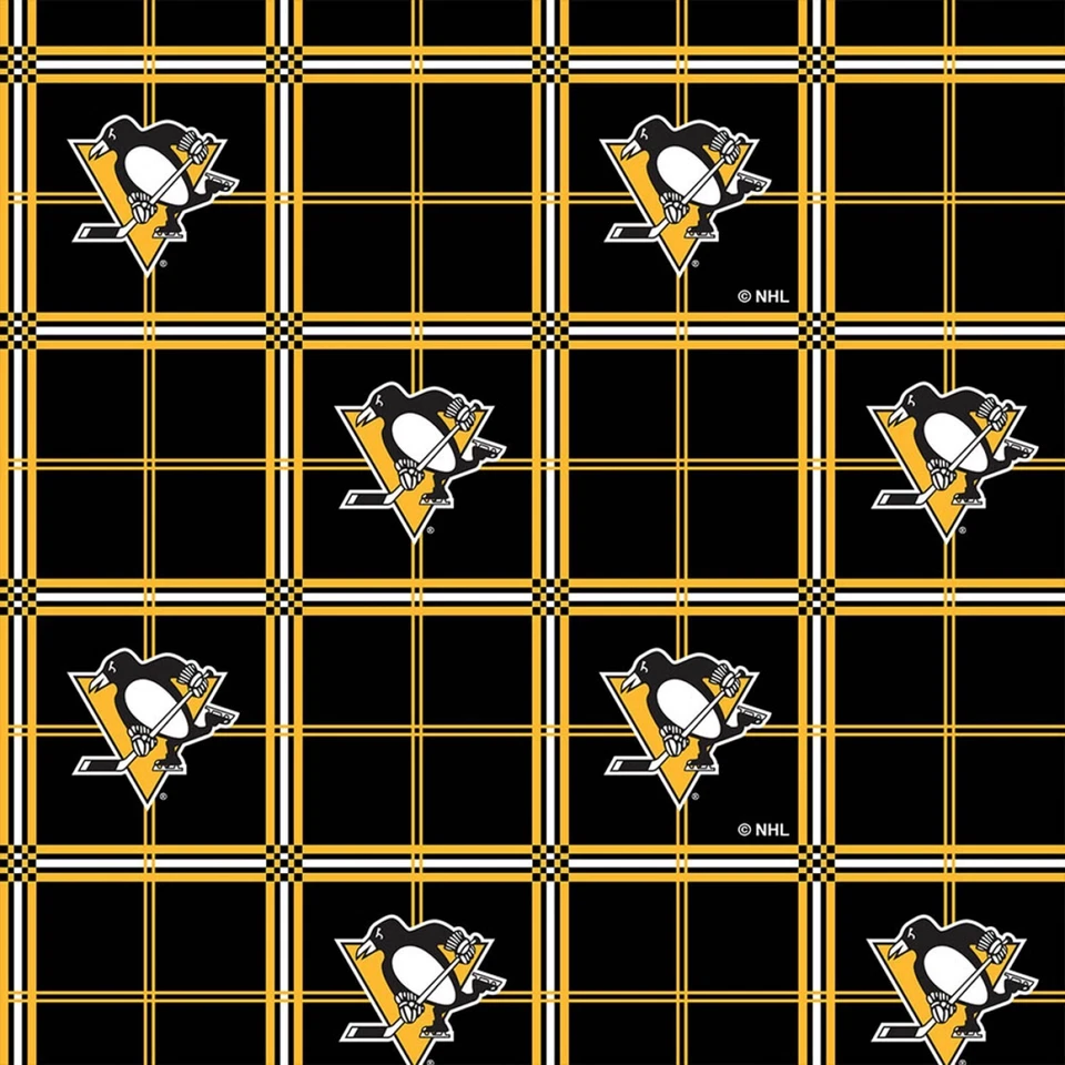 1 Yard 21 Inches NHL Hockey Pittsburgh Penguins Black Flannel Fabric 1 1/2 YARD - Image 1 of 1