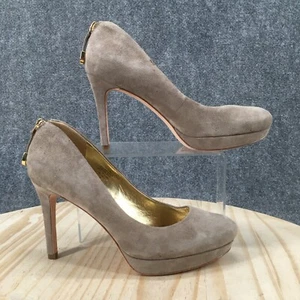 Joan And David Heels Womens 7.5 M Stiletto Back Zip Platform Pumps Taupe Suede - Picture 1 of 16