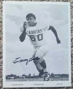 Emery Hicks (d. 2005) Signed Autographed 8x10 Photo Kansas Jayhawks - Picture 1 of 1