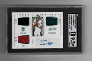 2020 Panini Absolute Jalen Hurts Rookie Premiere Triple Material Auto SGC Graded - Bild 1 von 2