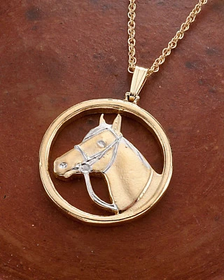 Colgante y collar caballo medallón caballo corte a mano, 1" diámetro (# 693) Foto 1 de 4