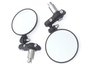 Pair of MCE Classic Motorcycle Black Universal ⅞" Handle Bar End Mirrors - Picture 1 of 2