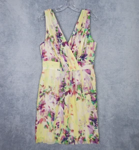 Nuevo con etiquetas Vestido de seda para mujer Banana Republic talla 10 amarillo floral cuello en V sin mangas con cremallera - Imagen 1 de 21