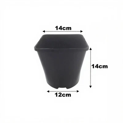 OAKLAND GARDENS 2 Litre Square Plant Pots Black Plastic Seed Garden Nursery Flower Pot Qty = 2