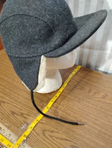 Filson Double Mackinaw Shearling Wool Cap M USA Made Charcoal Trapper Hat Medium - Picture 1 of 3