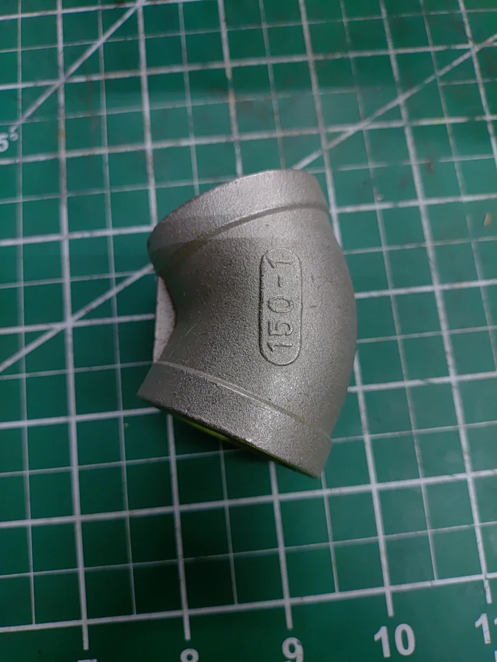 SS-EL45-105 304 Stainless Steel 45° Elbow Female to Female 1" NPT - Image 1 of 1