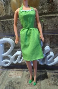 1981 Barbie -My First Fashion Green Cotton Halter Dress & MOD Pilgrim Shoes VTG - Picture 1 of 12