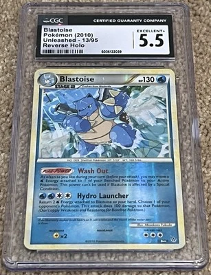 Pokemon CGC 5.5 Blastoise - Unleashed - 2010 - 13/95 - Reverse Holo - Image 1 of 2