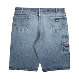 Dickies Vintage Blue Loose Fit Denim Carpenter Shorts W42 Cargo Jorts Workwear - Picture 1 of 12