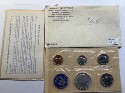 1965 Special Mint Set 5 Coins Original Packaging with Silver Kennedy 102125 63tr - Image 1 of 3
