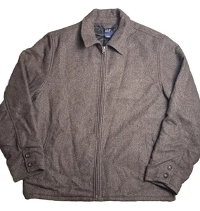 Vintage Gap Wollmantel Full Zip Jacke braun Fischgrät Y2K warm Winter Gr. L - Bild 1 von 11