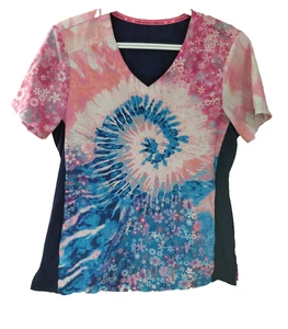 KOI Scrub Top Floral Tye Dye Women's Stretch Please Read - Picture 1 of 9