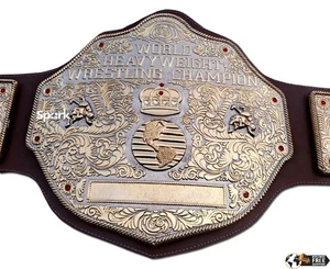 Big Gold World Heavyweight Wrestling Championship Title Belt 6mm Zinc 3mm Leathe - Picture 1 of 7