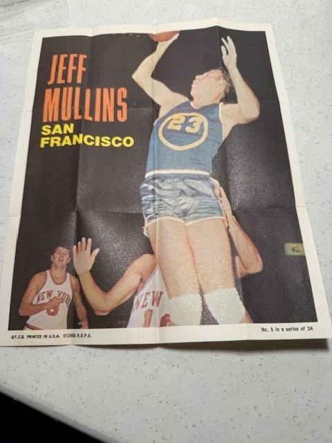 1970-71 Topps Jeff Mullins Poster #5 of 24 excellent-near mint (see scan) - Image 1 of 1