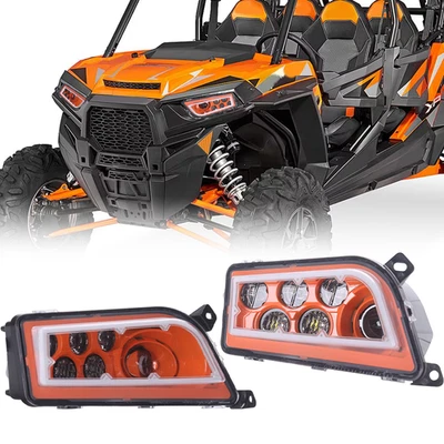 For Polaris RZR XP 1000/4 1000 2014-2018 900 2015-2016 LED Headlights Orange - Image 1 of 4