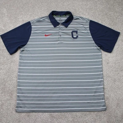 Nike BSBL Cleveland Polo Shirt Men XL Gray Guardians Dri-Fit Contrast Collar S/S - Image 1 of 4