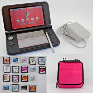 Paquete de consola Nintendo 3DS XL azul con cargador, lápiz óptico, estuche y 17 juegos - probado - Imagen 1 de 24