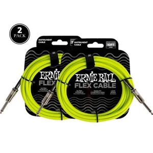 2 PACK Ernie Ball FLEX Straight to Straight Instrument Cable 10 ft. Green 6414 - Picture 1 of 11