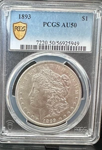 1893 Morgan Dollar PCGS AU50 S$1 Philadelphia Minted Attractive Rare Date - Picture 1 of 2