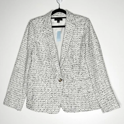 New Ann Taylor Tweed One Button Button Blazer Jacket Women's Size 10 Petite - Image 1 of 4