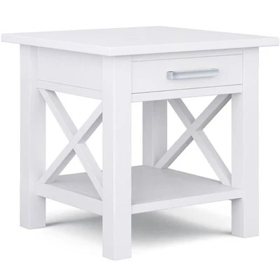 Simpli Home Kitchener 21" Square Contemporary Solid Wood End Table in White - Image 1 of 4