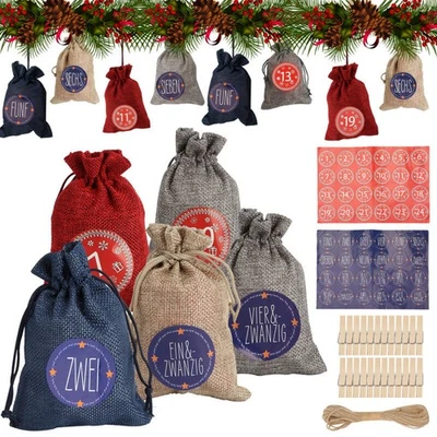 DIY Adventskalender zum Befüllen Säckchen 24 Geschenk Leckerbissen Weihnachten - Bild 1 von 4