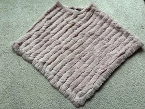 Black Rivet Rabbit Fur Poncho Tan Shawl Cover Up Vest One Size Fits All Pink - Picture 1 of 12
