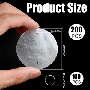 Runde Capiz Muscheln 200 Stck. 100 Muschel Girlande Schnüre Großpackung 2 Löcher 2 Zoll Rohling Dekor - Bild 1 von 7