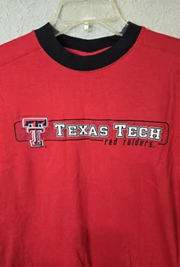 Vintage P2 Texas Tech Red Raiders Tee Shirt Mens Small Red and Black Ringer - Picture 1 of 8