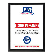 Slide In Poster Frame Black 18x24" Picture Holder Easy Changeable w/Anti Glare
